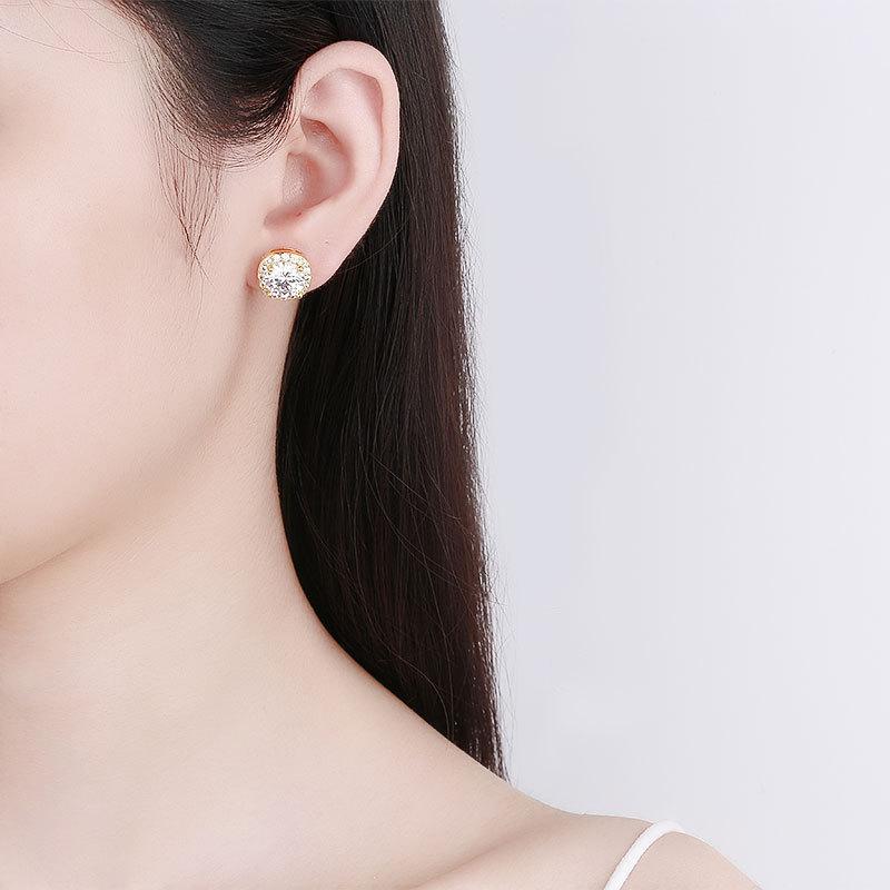 Full Paved Zircon Stud Earrings For Women Fashionable Sparkling Hoops Elegant Daily Jewelry Accessories Gift
