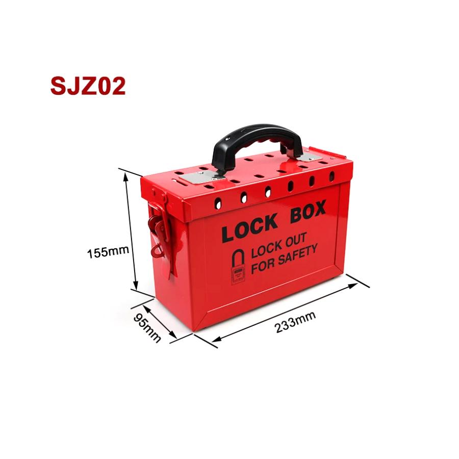 Red Portable Steel Group Safety Lockout Box Kits Small Hand Lock Box Steel Plate Management Station Tagout Box