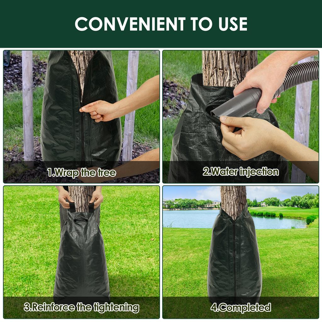 4Pcs 20 Gallon Thickened Tree Watering Bag Reusable Garden Lawn Drip Irrigation System With Zipper for Tree Deep Root Watering