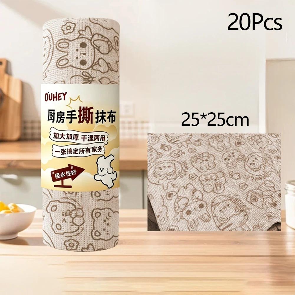 Microfiber Towel Rolls Dish Rags Wash Paper Towel  2026 Double Sided Cleaning Wipe Household Kitchen Cloth 1 Roll of 20 Sheets