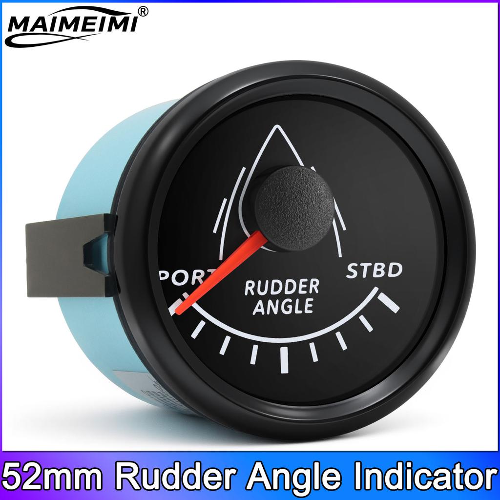 0-190 ohms Universal 52mm Rudder Angle Indicator Gauge 12V 24V with Red Backlight for Marine Boat Yacht Vessel