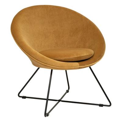 "Evan" Armchair In Velvet &; Atmosphera Gold Feet - Ocher
