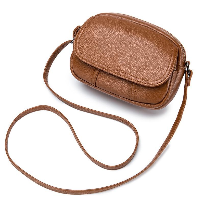 

Bag women s new fashionable and versatile first-layer cowhide mini bag soft leather shoulder crossbody leather women s bag large capacity коричневый