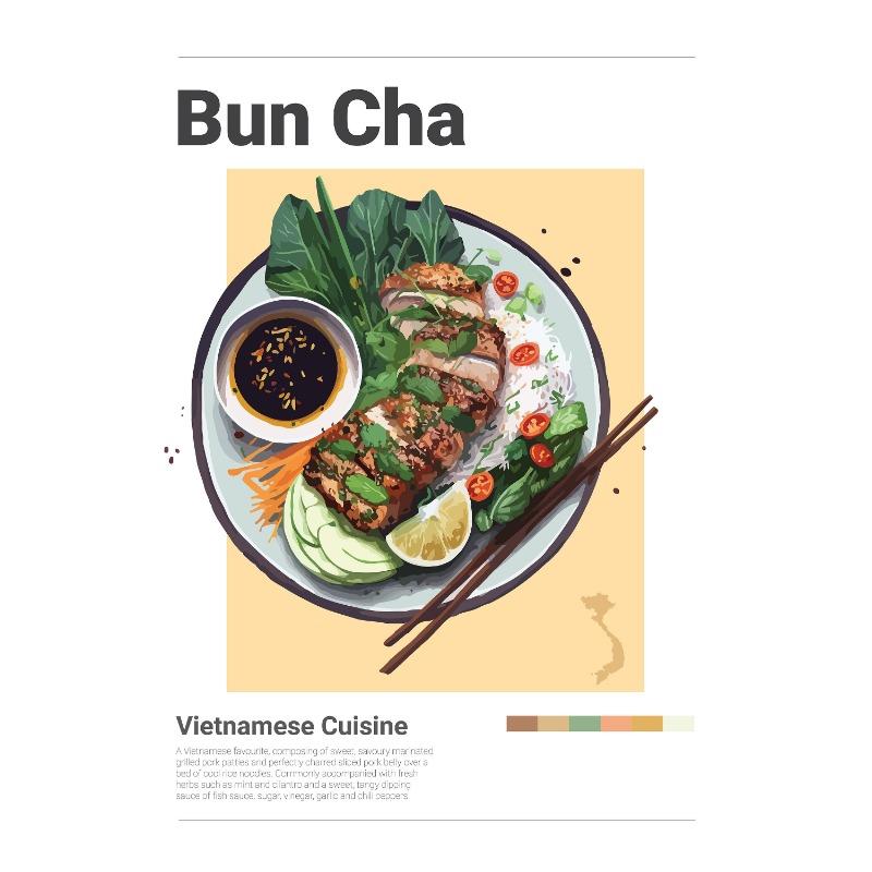 Pôster Minimalista de Comida Vietnamita Banh Mi Bun Cha Goi Cuon Banh Xeo Cao Lau Pintura em Tela Arte de Parede Imagem Decoração de Cozinha Casa
