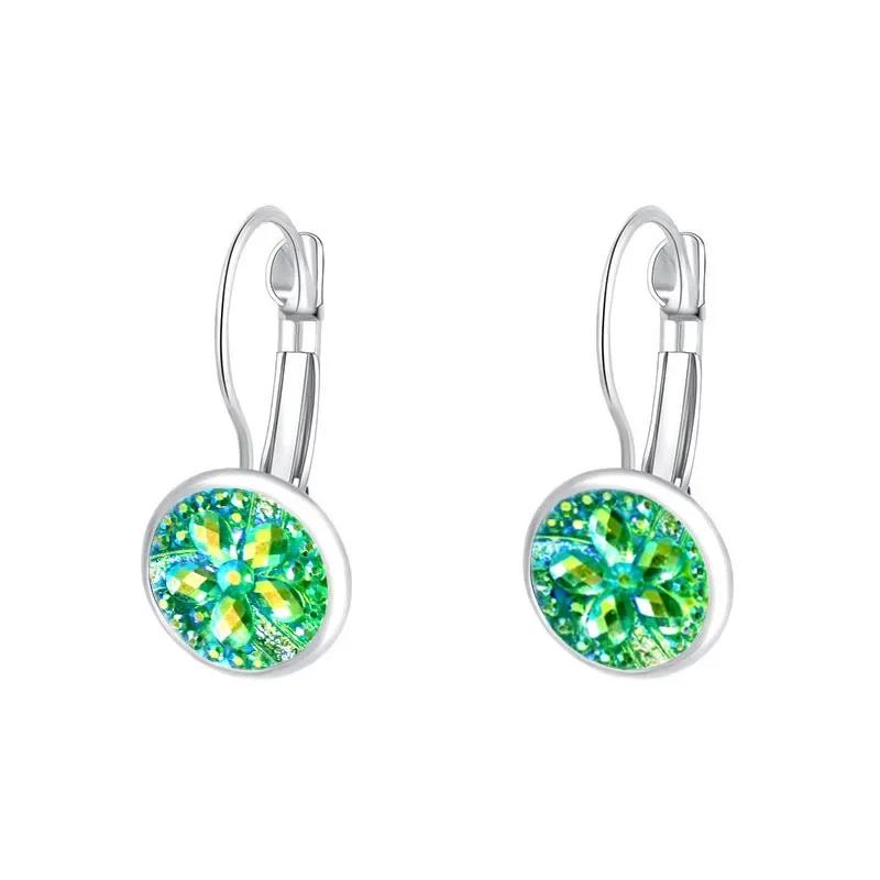 9 Culori Strass Albastru Modă Cercei Hoop Cristal Strălucitor pentru Femei Pandantiv Rotund Cercel Simplu Trend Modern Piercing Zircon