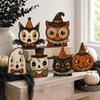 Halloween Gift for Friends Tiered Tray Decorations, Wooden Tabletop Ornaments, Vintage Centerpiece Retro Style Craft Decorations Home Kitchen
