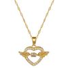 Smart Angel Heart Light Luxury Temperament Gorgeous Full Diamond Necklace Female Versatile Clavicle Chain Titanium Steel Chain