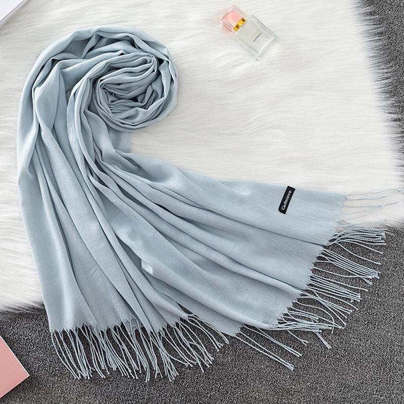 Luxury Brand Solid Women Cashmere Scarf Autumn Winter Warm Shawls Wraps 2021Men's Pashmina Tassels Scarves Female Foulard Mujer