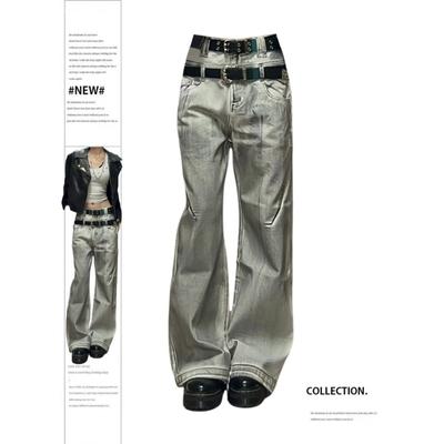 Γυναικεία Y2k Oversize Τζιν Vintage Cowboy Παντελόνια Harajuku Ίσια Punk Denim Παντελόνια Αισθητική 90s 2000s Trashy Grunge Ρούχα