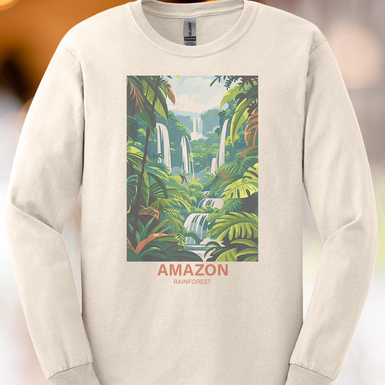 Amazon Rainforest Waterfall Landscape Shirt Tropical Jungle Plant Nature Graphic Tee 110