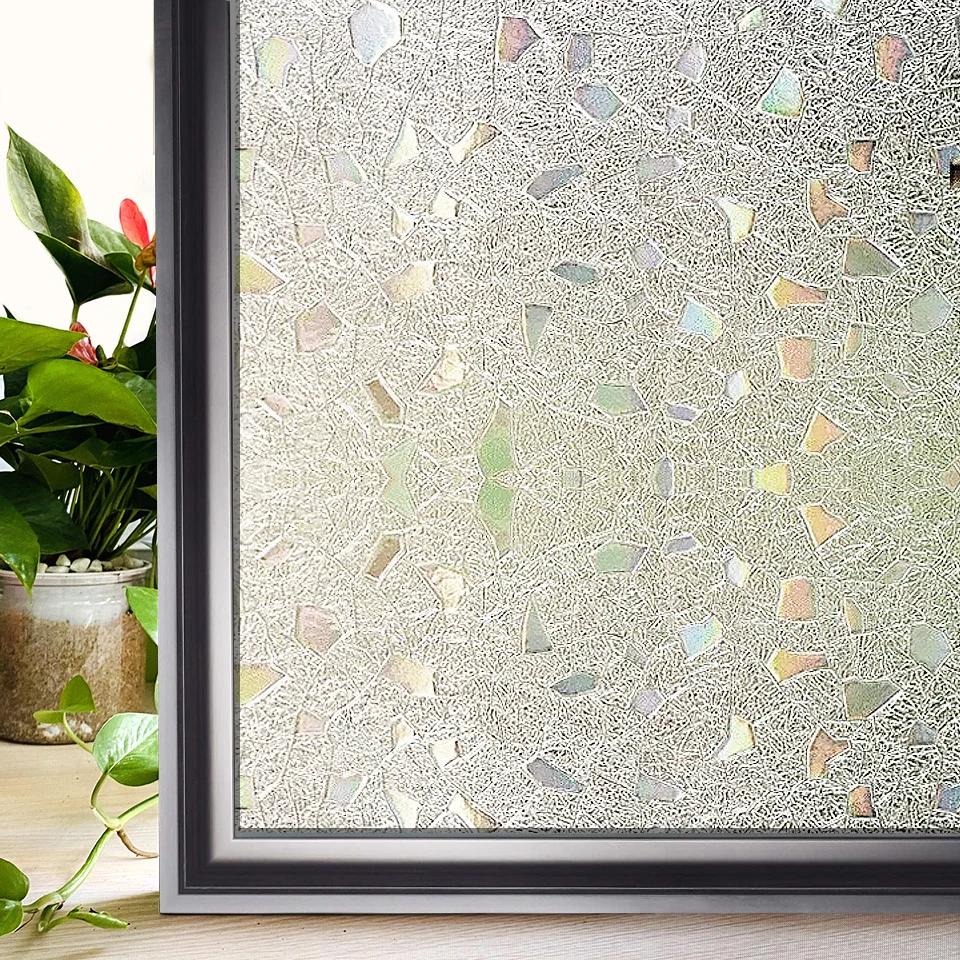 More Styles 3D Rainbow Window Privacy Stained Glass Window Film Anti Look Heat Insulation Window Sticker Vinyl for Glass Windows