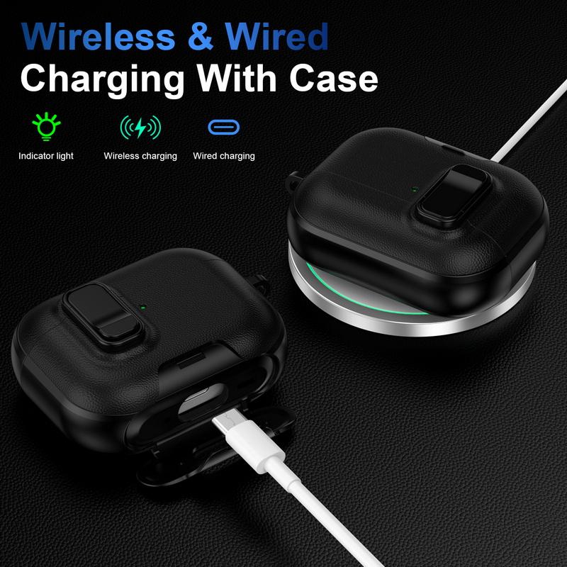Earphone Case For AirPods 4 Gen Pro 3 2 Hybrid Leather Skin Shockproof Phone Stand Cover For AirPods Pro 3 2 with Keychain Switch Lock