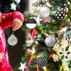 12pcs 8cm Christmas Balls Ornaments Funny Wooden Shatterproof Christmas Tree Decorations black white ball Christmas Decor