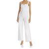 Export Single AQ Home Elegant Adult Lady Like Woman High Waist Beautiful V-neck Waist-Controlled Slimming Fashion Women's White Wide Leg Jumpsuit