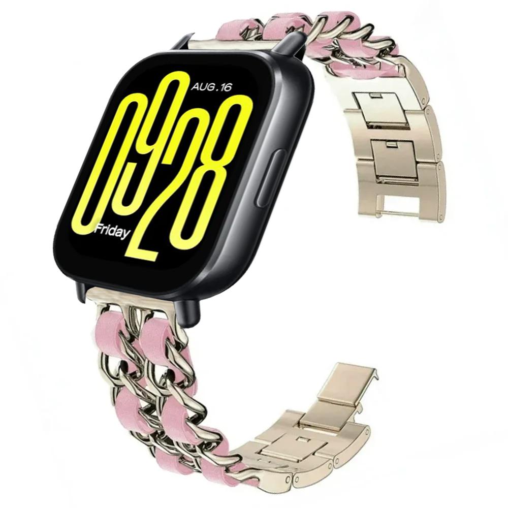 22mm Metal Cowboy Chain Strap For Redmi Watch 5 Active / 5 Lite Gorgeous Bracelet Watchband For Xiaomi Watch 5 S5-S4-S3-S2-S1 Belt