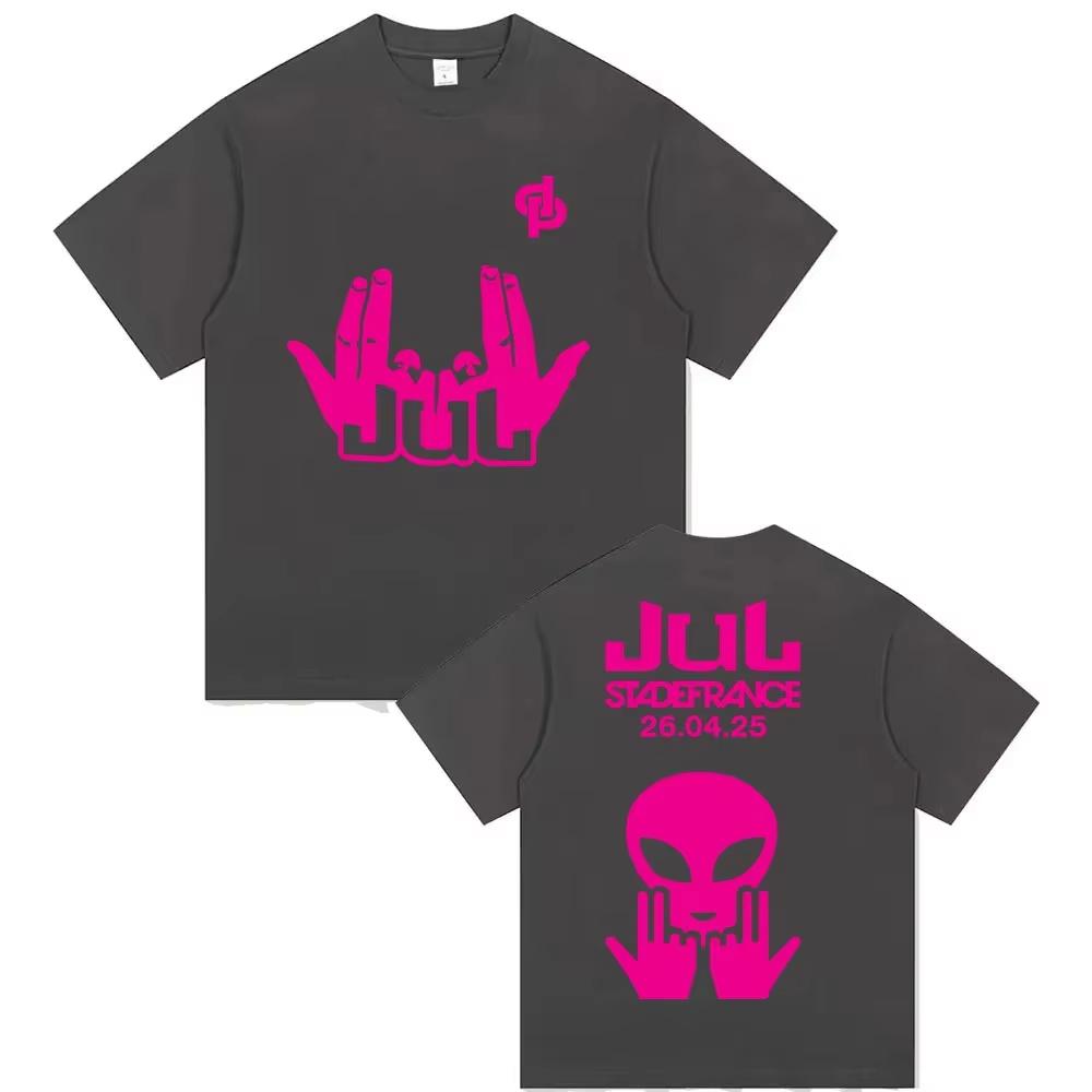 

French New Rap Jul Tour Album 2026 TShirts Man Woman Pop Music Fashion Short Sleeve T Shirt Vintage High Quality Cotton Tshirt S