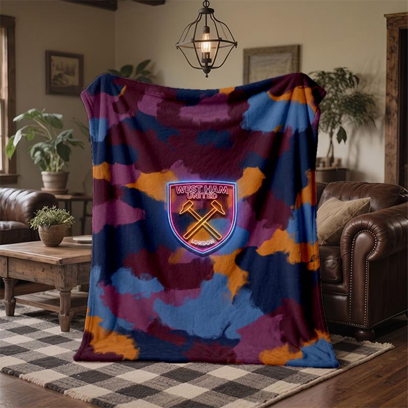 Coperta in Flanella con Stampa West Ham United Calcio Morbida Calda Coperta da Divano Letto per Casa Ufficio Camera da Letto