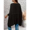 New Plus Size Women's Seven Quarter Sleeve Round Neck Top Made Of Polyester High Elasticity Loose Irregular T-shirt