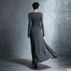 Fall New Women's Dresses Solid Color Elegant Wrap Long Dress with Embellishments Long Sleeve