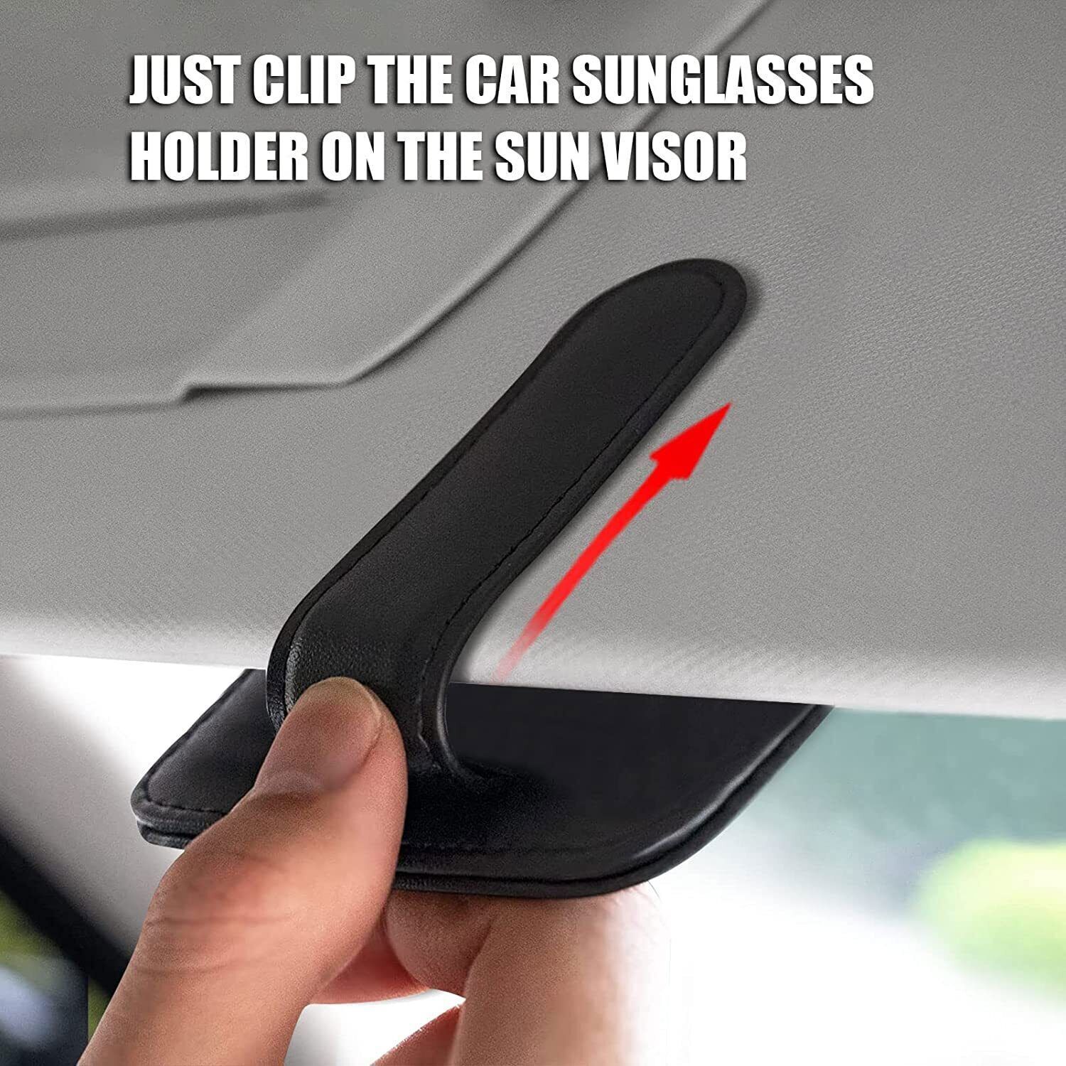 2x Magnetic Leather Sunglass Holder for Car SUV Sun Visor Glasses Eyeglass Clips