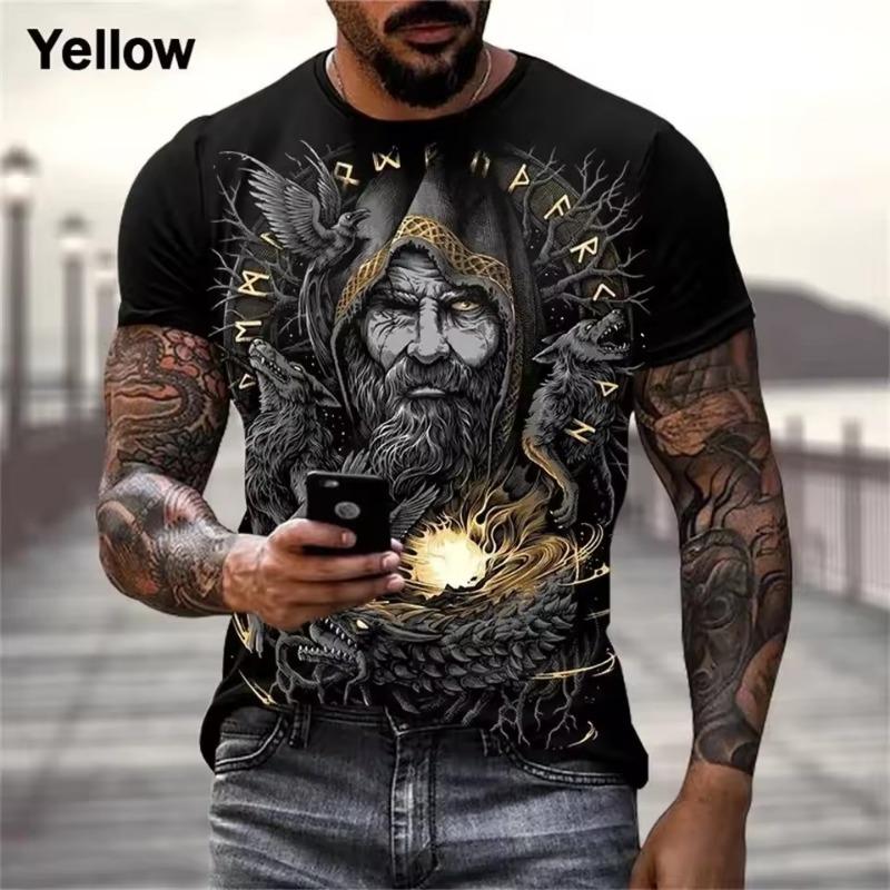 Summer Viking Warrior Graphic 3d Printed Men's T-shirt Nordic Style Plus Size Loose Comfortable Breathable Top Xs-6xl