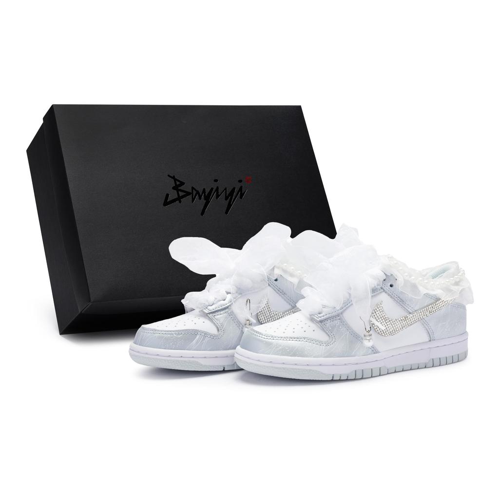 Nike Dunk 811 Manufacturing, Love Of A Lifetime, Special Shoe Box Low Top Skateboard Shoes GS White Silver DH9765-102(Team80-S-BOX)