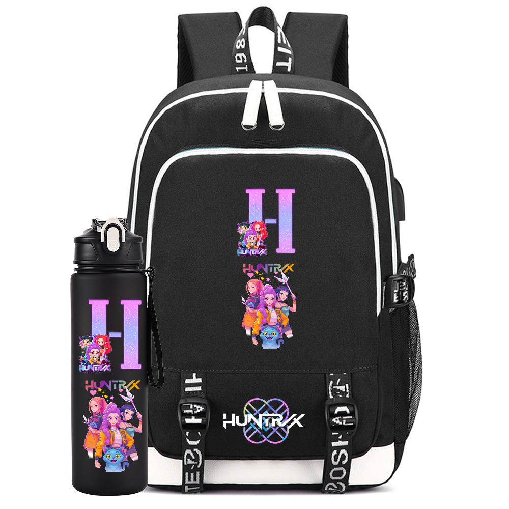2Pcs/set Cartoon Backpack Large Capacity Bookbag With 750ml Water Bottler Laptop Student Boy Girl School Bag Travel Bag Kid Gift