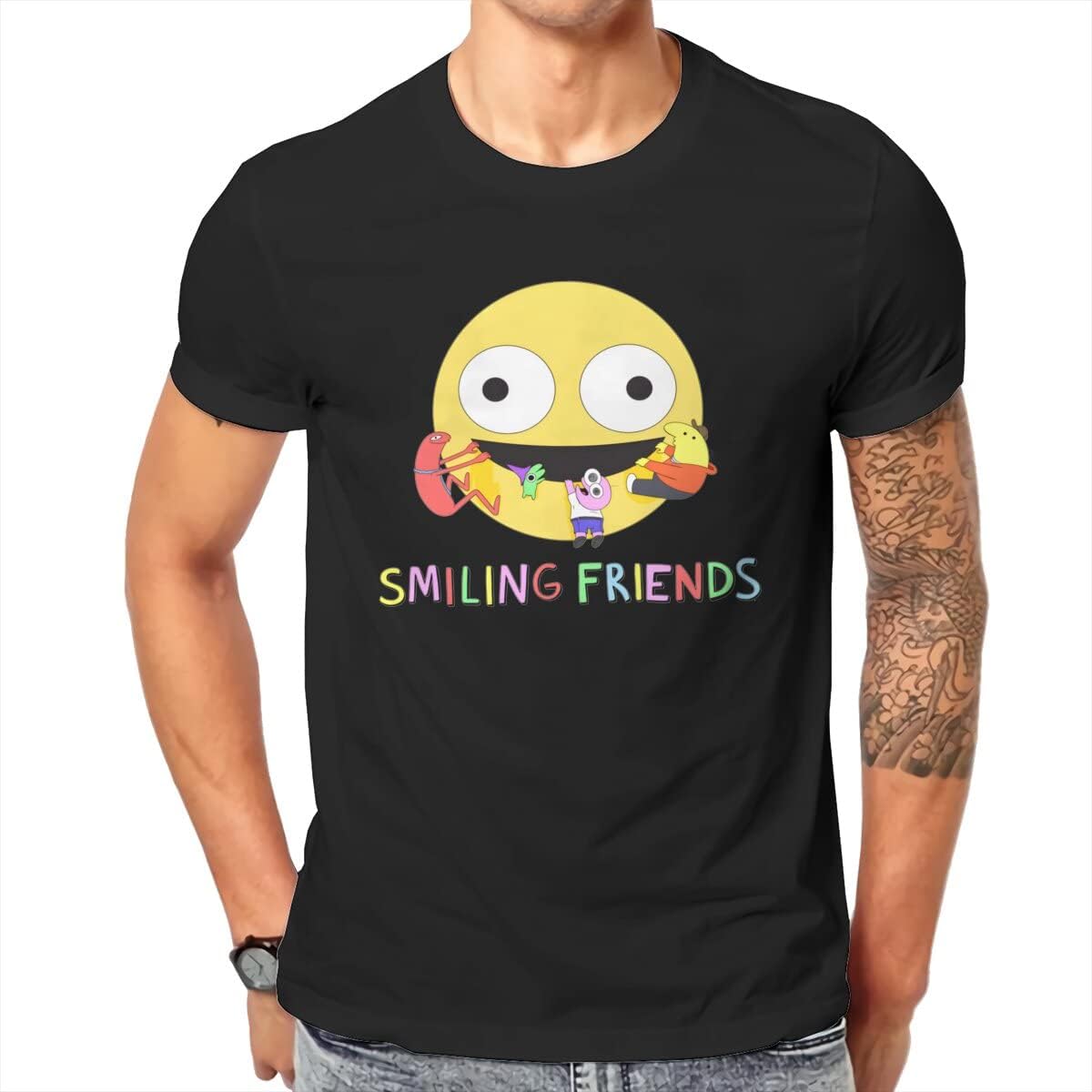 Smiling Friends Logo T Shirts Men s Cotton Cool T-Shirt Round Neck Sorcery Best Forever Tee Shirt Short Sleeve Tops 3XL