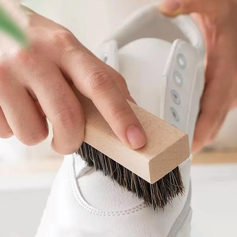 Beech Wood Shoe Brush Solid Shoe Brush Footwear Cleaning Brush Natural For Casual Shoes Wallets Leather Shoes