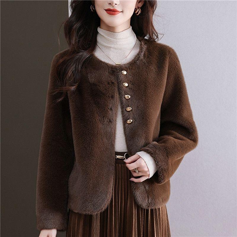 Women's Short Mink Velvet Coat - Autumn/Winter, Plus Size, Thick Fur Cardigan