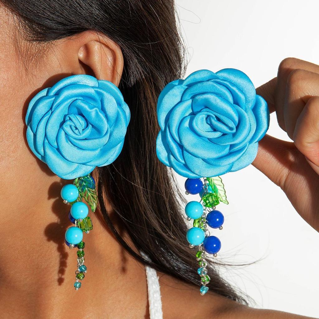 Accessories Bohemian blue tone flower earrings, geometric earrings earrings for women