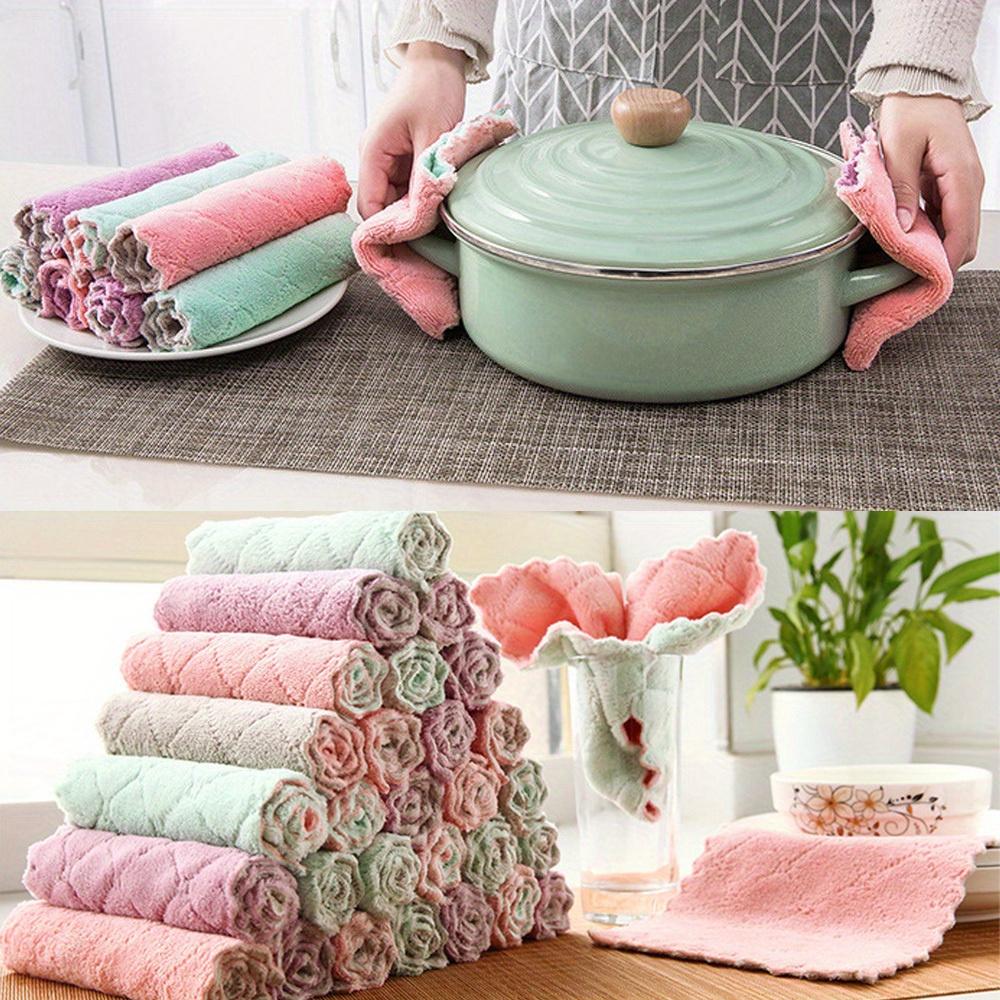 10pcs double-sided dual-color cleaning cloths, dishcloths, household cleaning cloths, cleaning cloths 10pcs