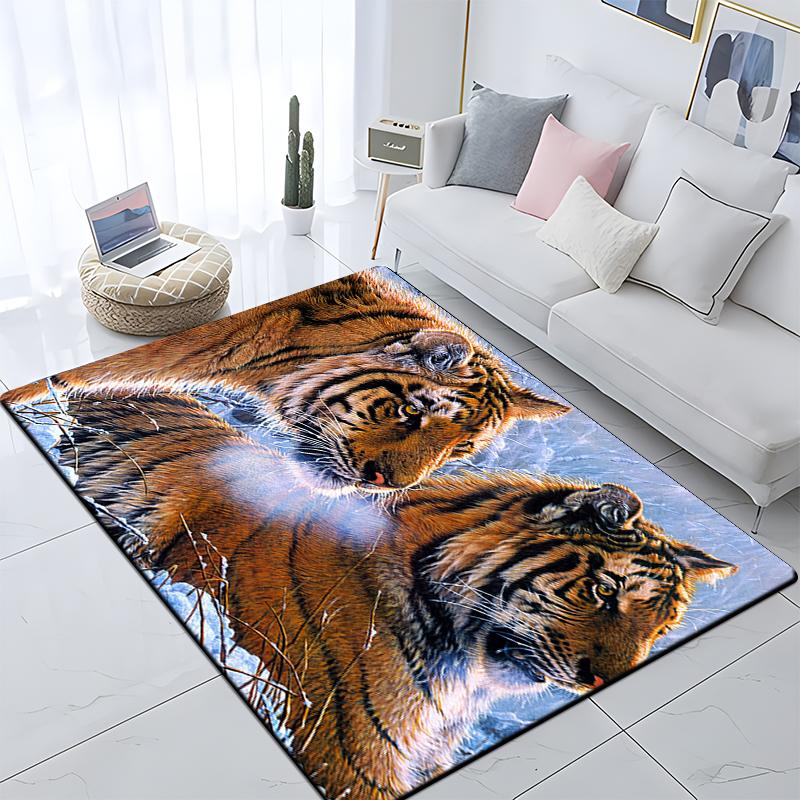 Animal Tiger Custom Picnic Mat Non Slip Carpet Living Room Mat Yoga Mat Home Decor Crawling Mat Carpet for Living Room Anime Rug