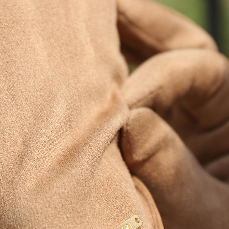 Zlaté kovové štítky Semišové rukavice Jednobarevné Jacquard Elastické rukavice Dámské Zimní Teplé rukavice odolné proti chladu