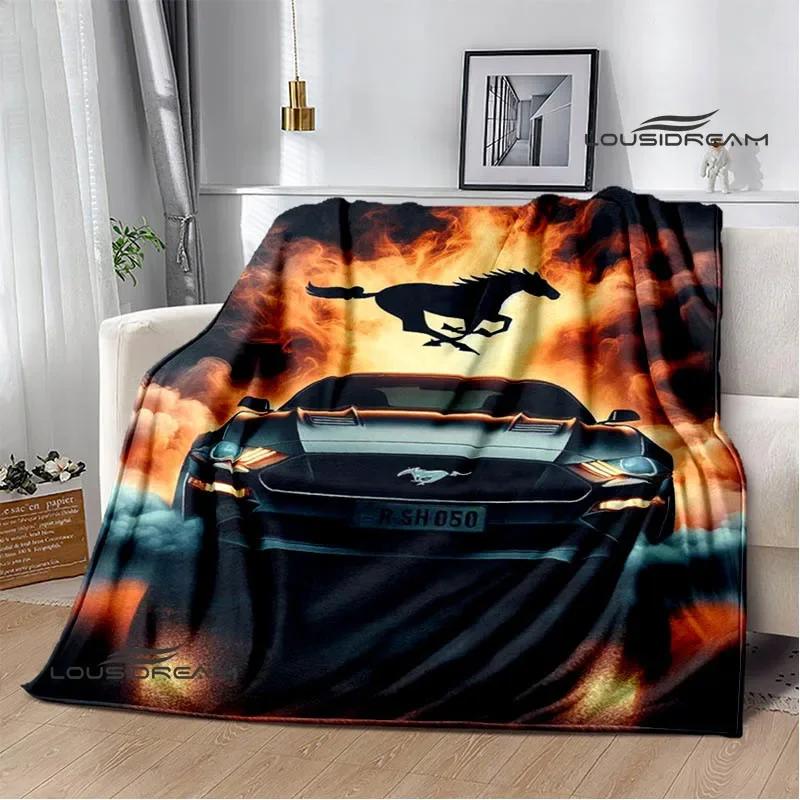 Manta Impresa con Logo de Coche M-Mustang 3D Manta Cálida de Franela Manta Suave y Cómoda Ropa de Cama Cubre Cama Regalo de Cumpleaños