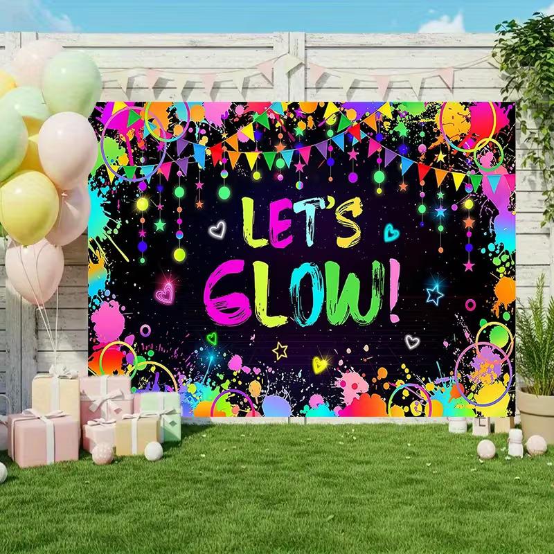 2D Glow in the Dark Party Backdrop for Blacklight Party and Teen Birthday Decor