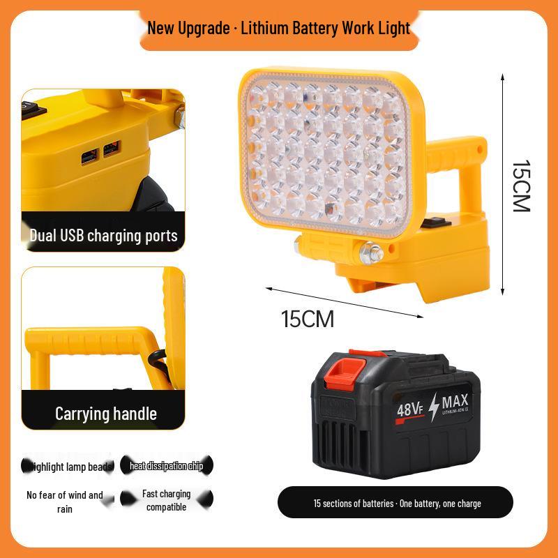 Portable Emergency Lithium Battery Floodlight for Camping, Construction, and Car Repairs
