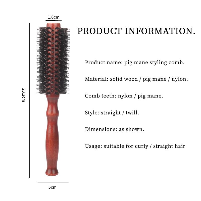 6 Tipi Pettine per Capelli Ricci Strumenti per Parrucchieri Styling Manico in Legno Setole Spazzole Rotanti