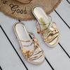 Comfortabele Dames Slip-on Sandalen met Ronde Neus en Strik - Grote Maat, Platte Zool, Enkele Band voor Buitengebruik
