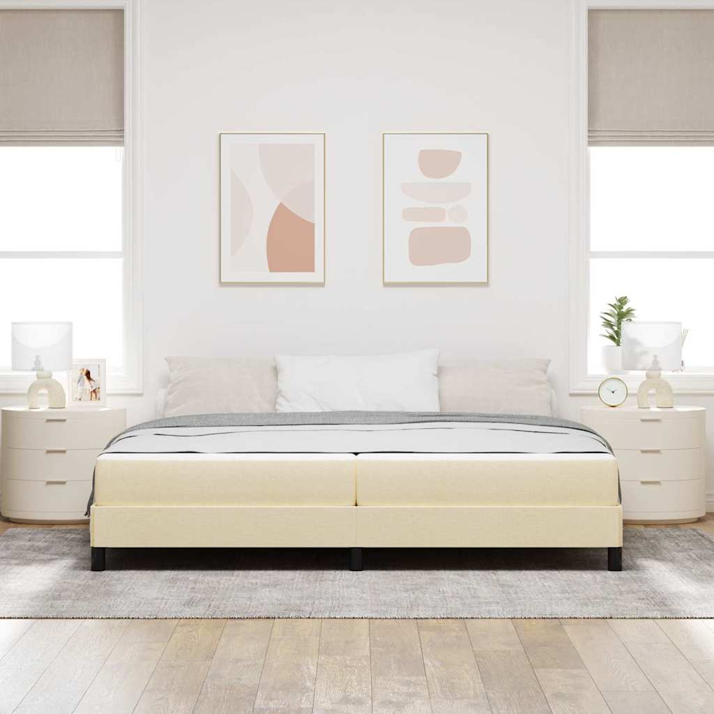 Box Spring Bed with Mattress Cream 200 x 200 cm Fabric