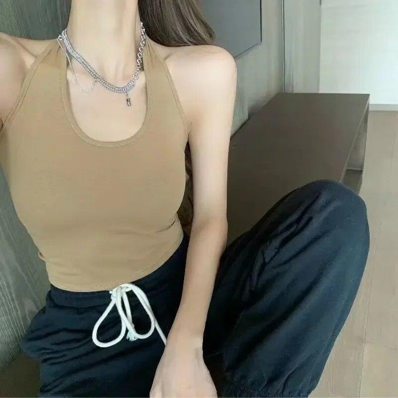 Pevná visící vesta za krkem, otevřená záda, podvazek, hrudní vycpávky, horní část Bezdrátová spodní podprsenka bez rukávů, tenké krátké tílko, korzet