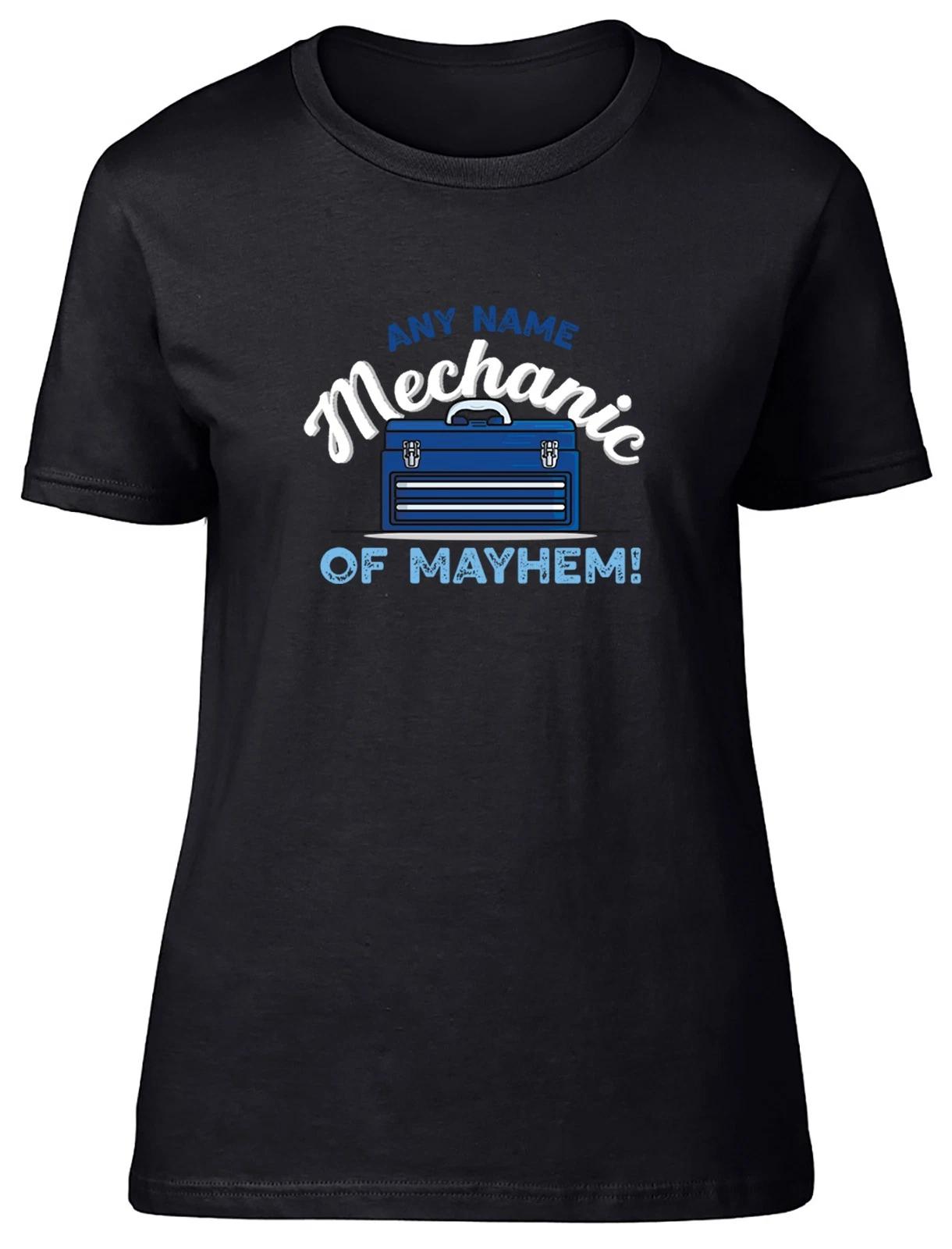 Personalised Any Name Mechanic of Mayhem Funny Womens T-Shirt Ladies Gift Tee XXXXL