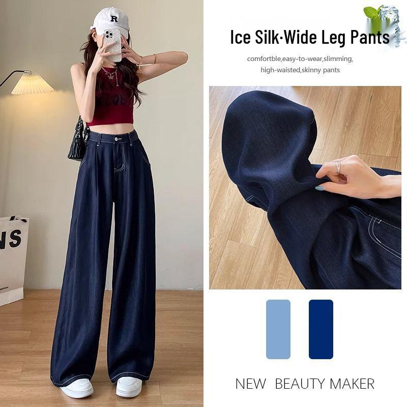 

Tencel Women s Wide-Leg Ice Silk Jeans, Summer 2026 Slim Fit, Cool & Stylish. S recommended for 85-100 lbs