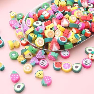 30 Uds. Cuentas espaciadoras de arcilla polimérica de estilo frutal de colores mezclados para la fabricación de joyas