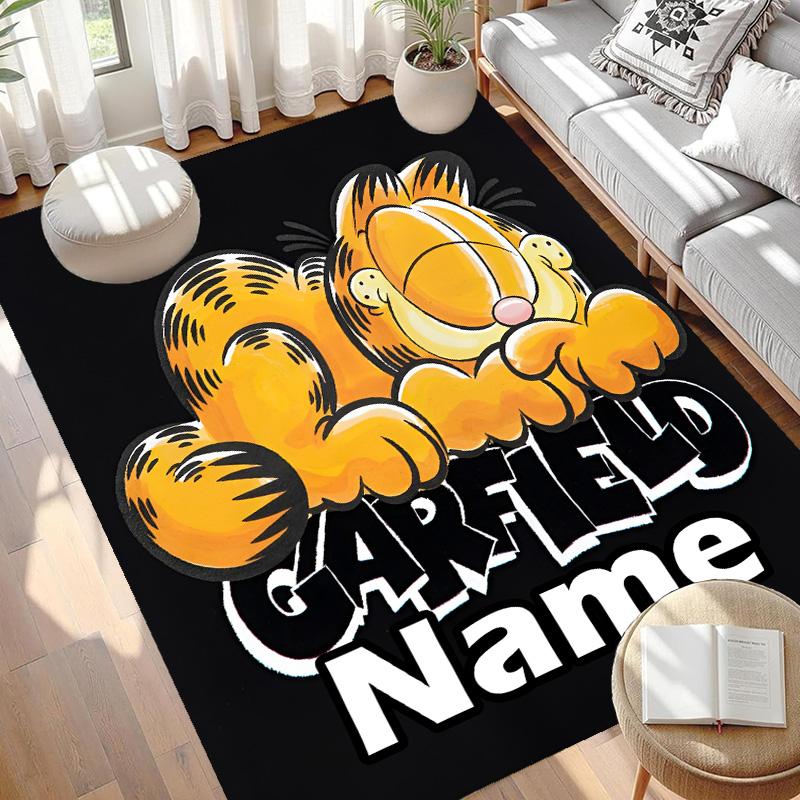Custom Name Personalized Garfield Print Carpet, Versatile Home Decor Rug, for Playroom, Apartment, Balcony, Entryway, Hallway Gift