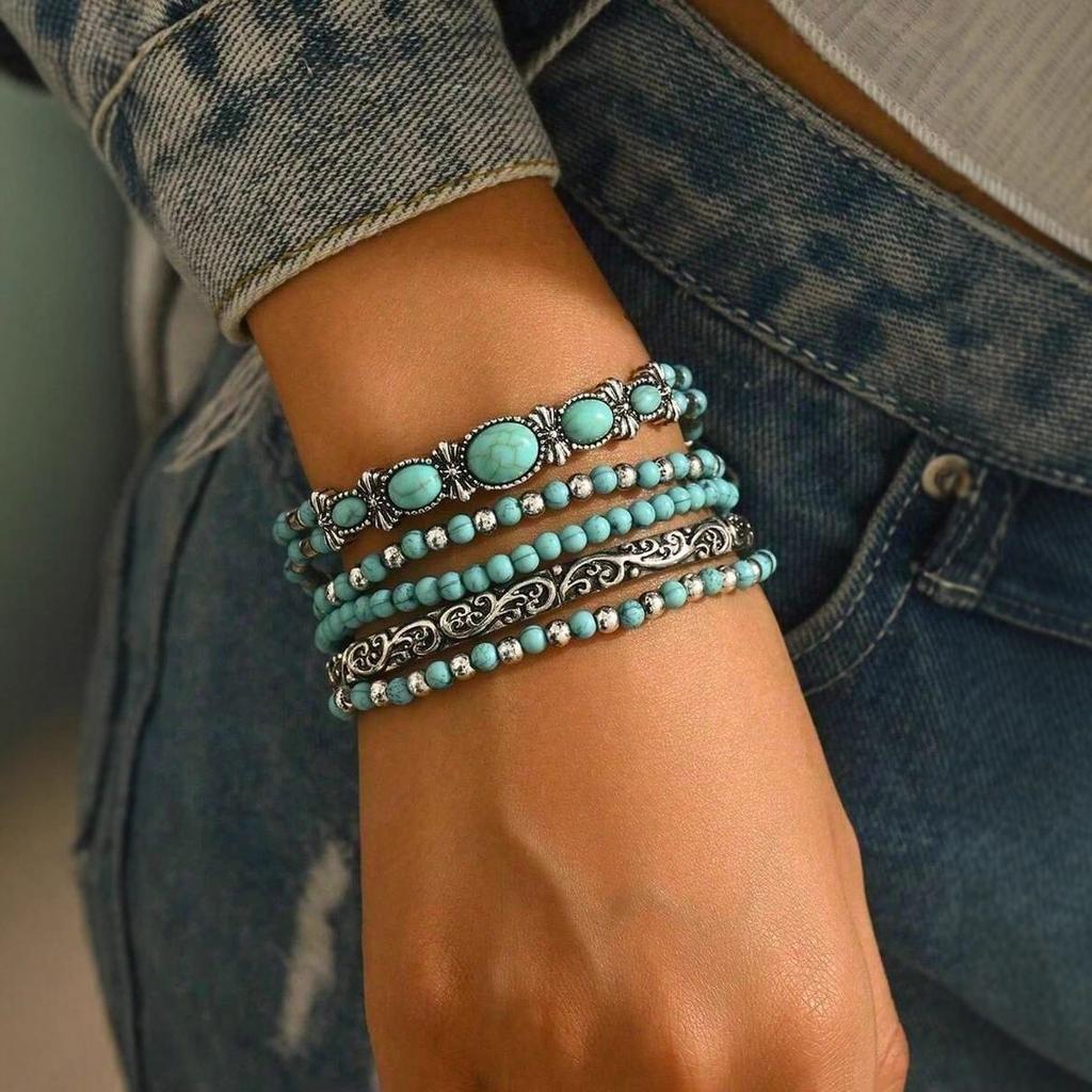 Beaded Bracelet with Elastic Stretch, Fashion Bangle