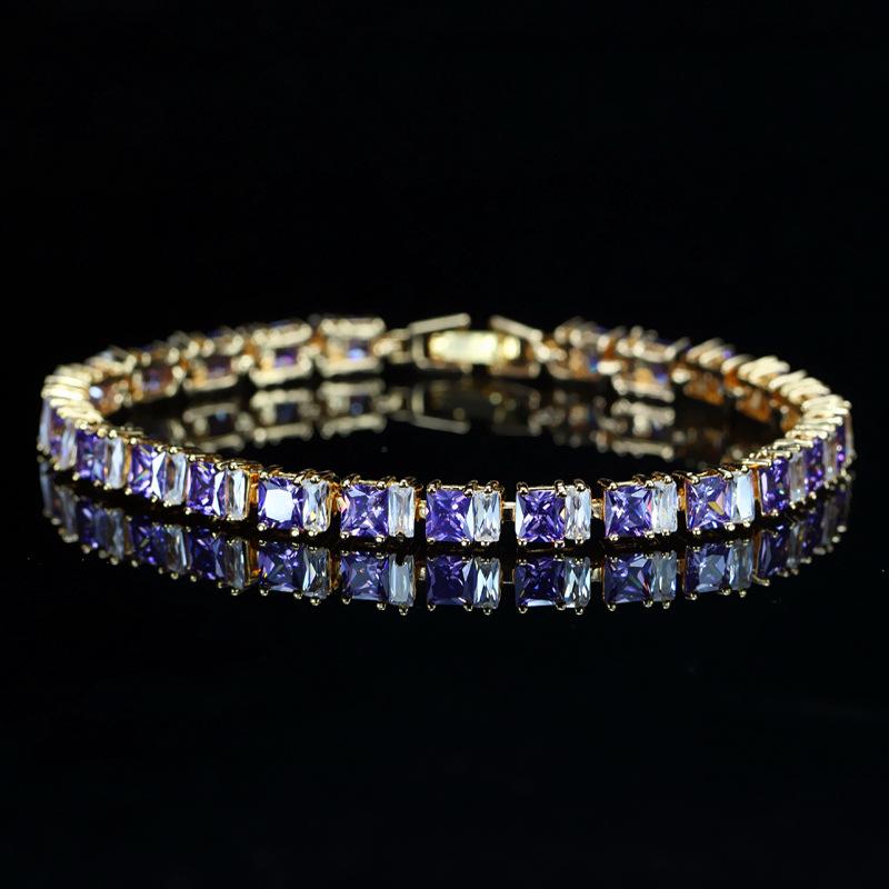 Jewelry, Environmentally Friendly Copper Electroplated Real Gold Zircon Bracelet, Inlaid Zircon Gemstone Jewelry.