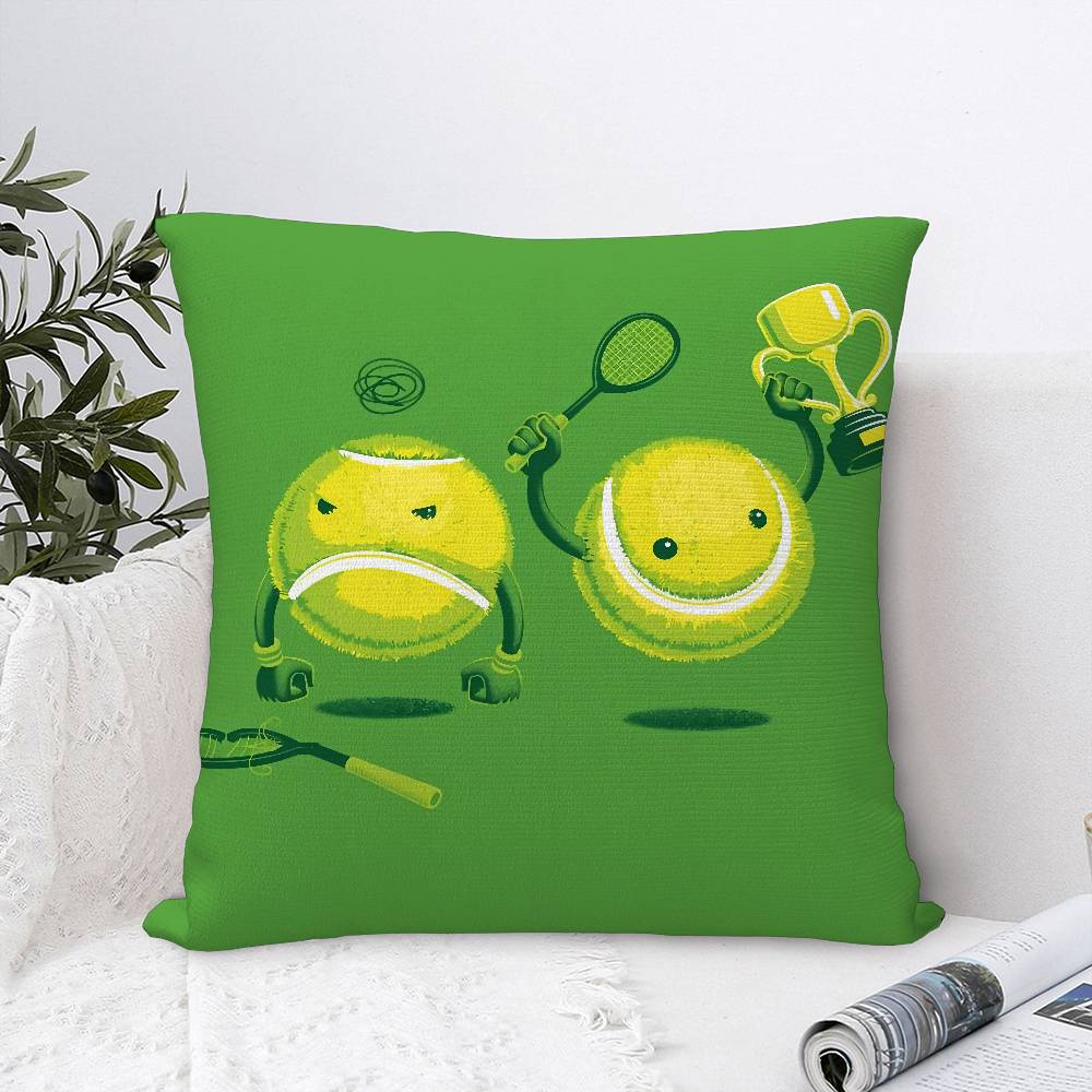 Cute Tennis Pictures Pillow Case Sofa Decorative Home Double-sided Print Plush Square Throw Pillow Covers Cushion Decor Cover