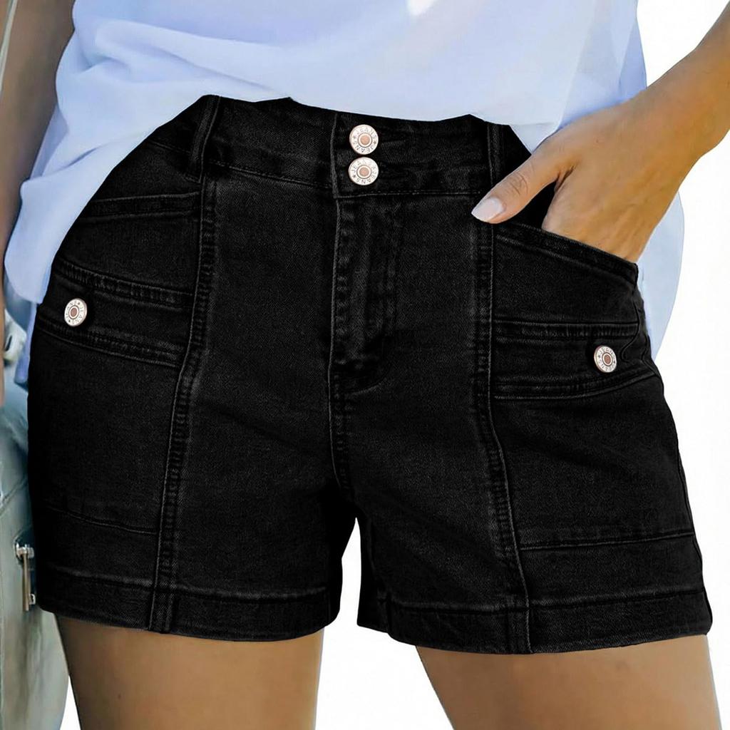 Damskie Kolorowe Jeansowe Szorty Stretch Slim Fit z Przetarciami