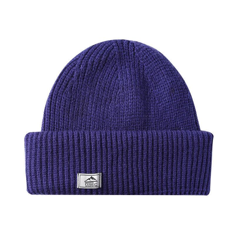 Autumn and winter warm knitted hat men's windproof and cold-proof pullover hat fleece cold hat wool hat pure cotton hat